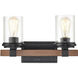 Taos 2 Light 15 inch Matte Black/Wood Grain Vanity Light Wall Light